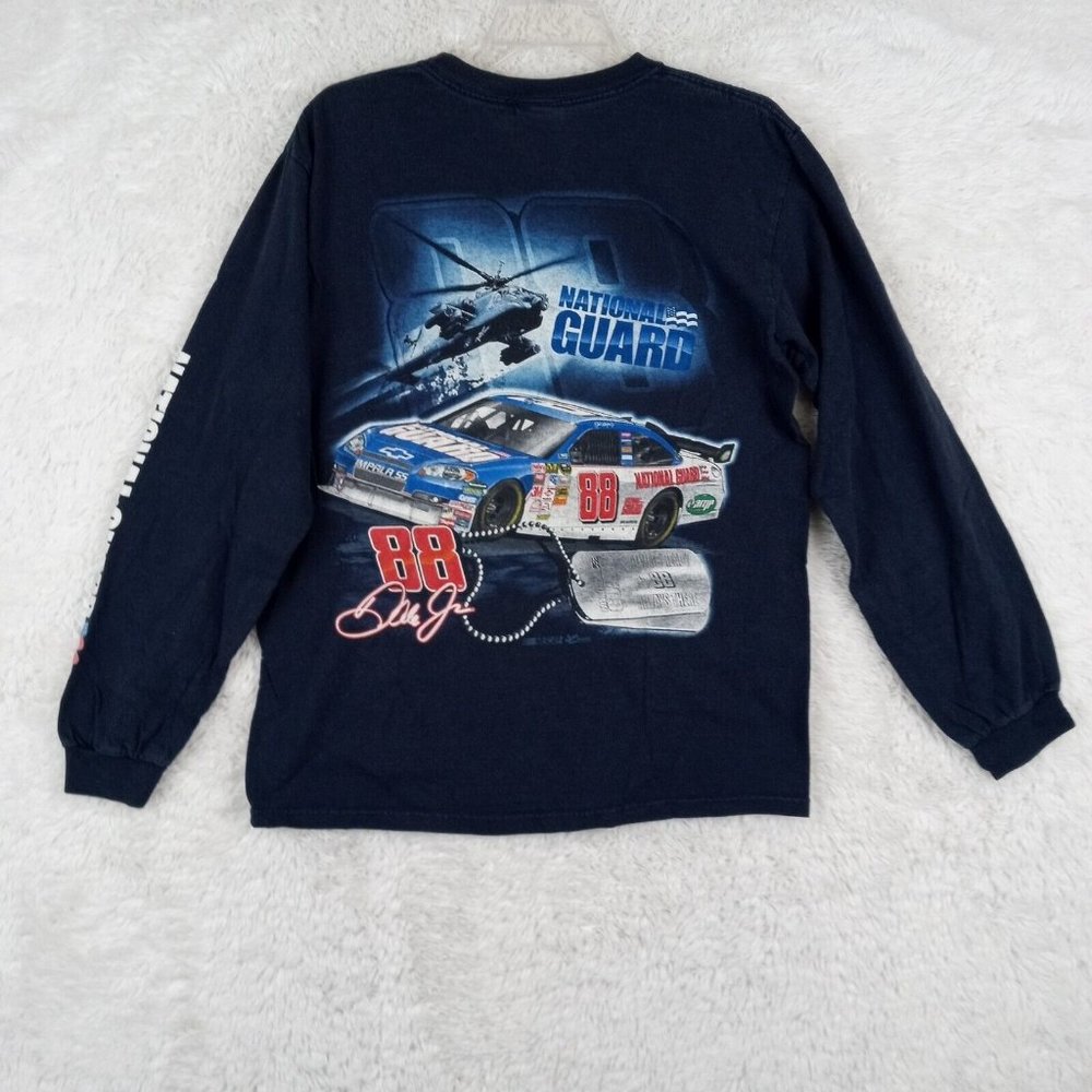 Vintage Dale Jr Mens Shirt Blue Car Racing Logo National Guard Chase Authentic M - Picture 2 of 11